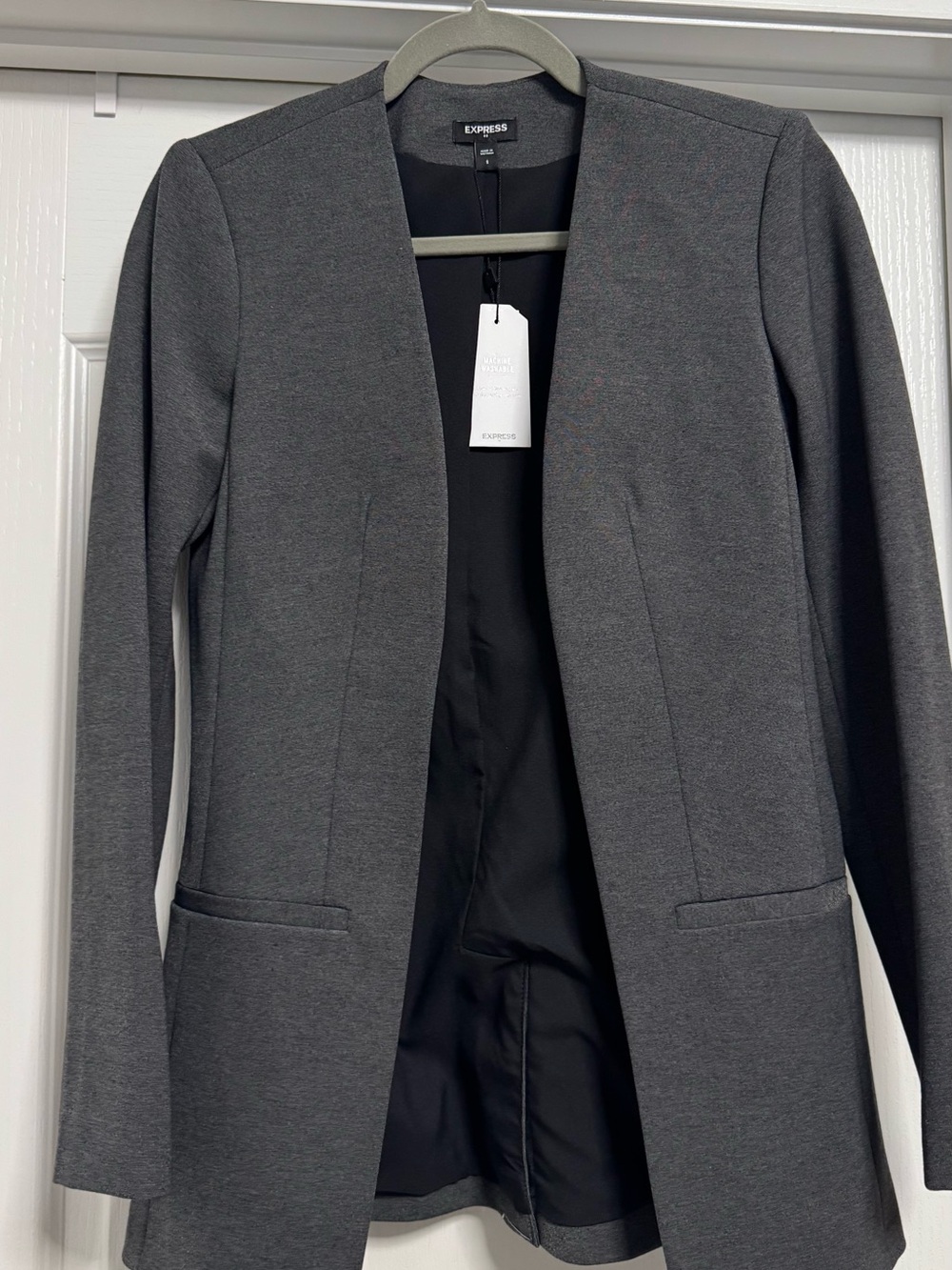 Express Open-Front Charcoal Gray Blazer Jacket